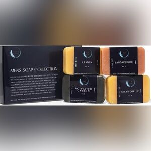 Men’s Bar Soap Pack of 4 - Sandalwood, Lemon, Activated Carbon & Chamomile